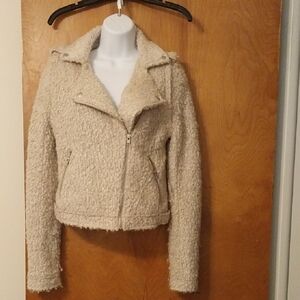 Greylin Cream Faux Fur Moto Jacket